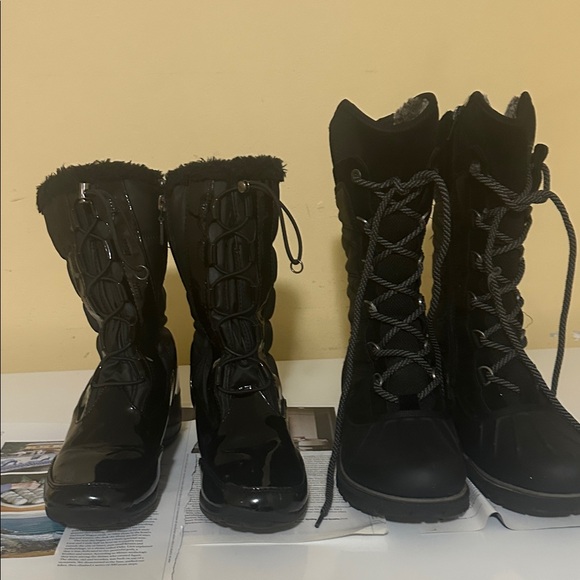 2 Pairs of Black Lace-Up Women's Boots Bundle - Picture 2 of 4